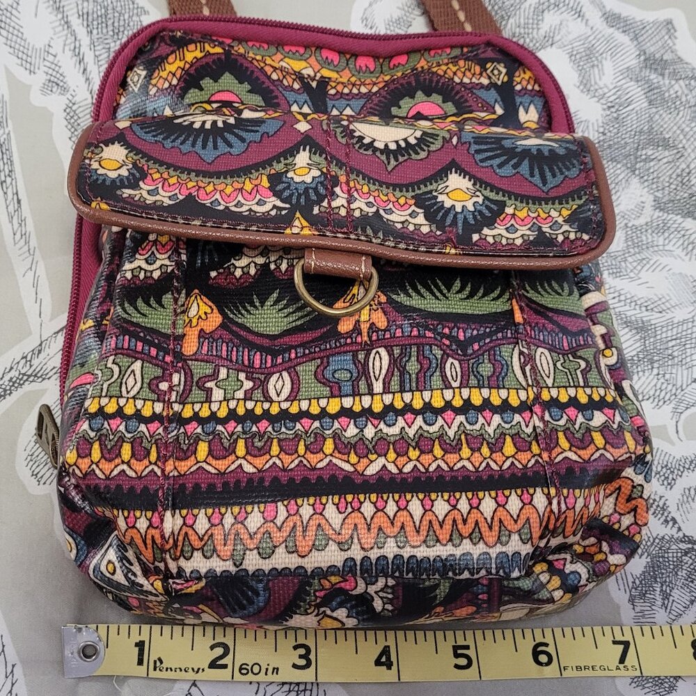 Sak Roots Cross Body/Shoulder Brown Multi-Color Boho Print Excellent Condition - Picture 3 of 8